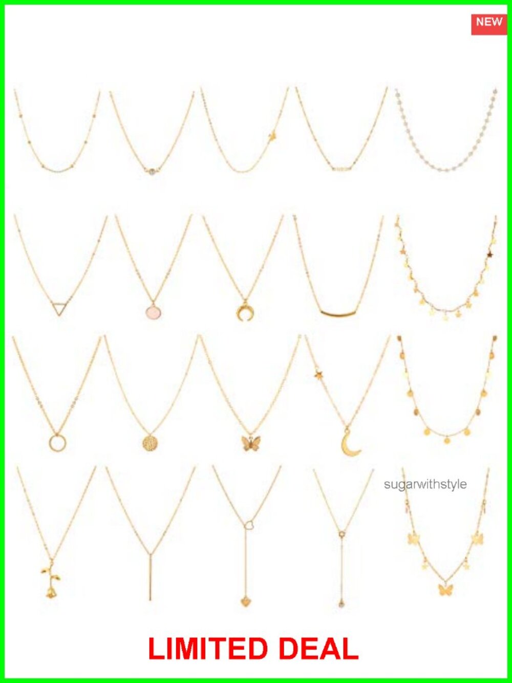 20pc Dainty 14K Gold Plated Choker Necklace Set for Women Layered